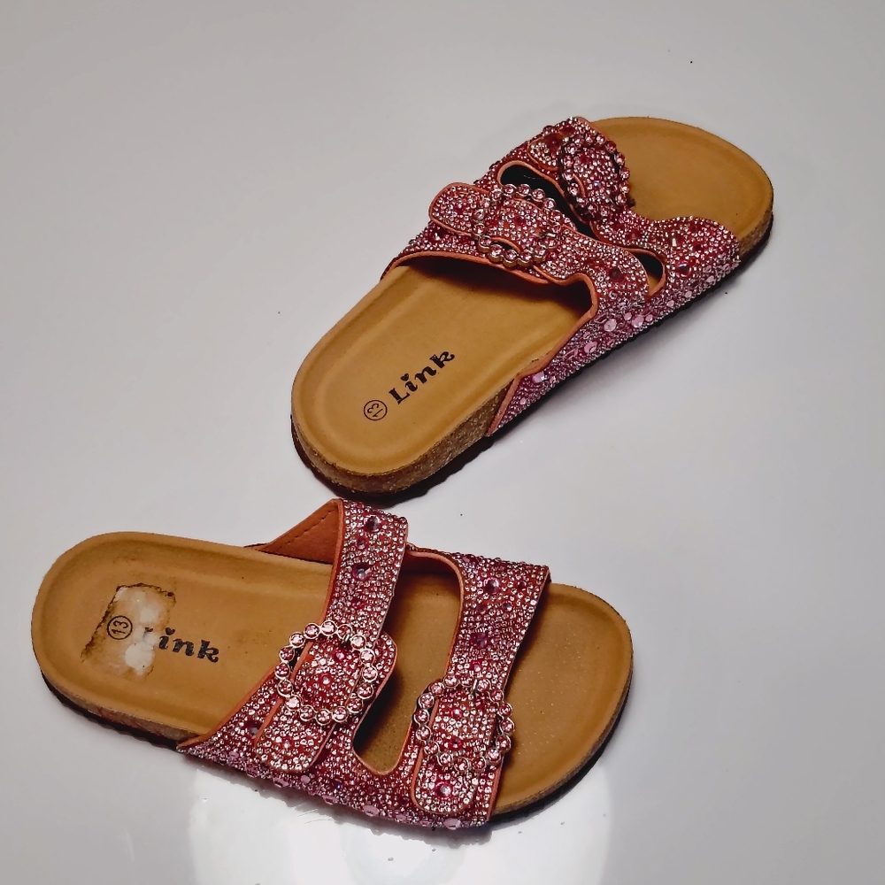 Link Pink Rhinestone Little Girls Sandals Size 13. - Picture 11 of 13